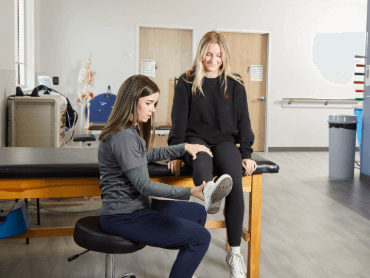 Therapist with patient