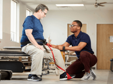 Therapist with patient